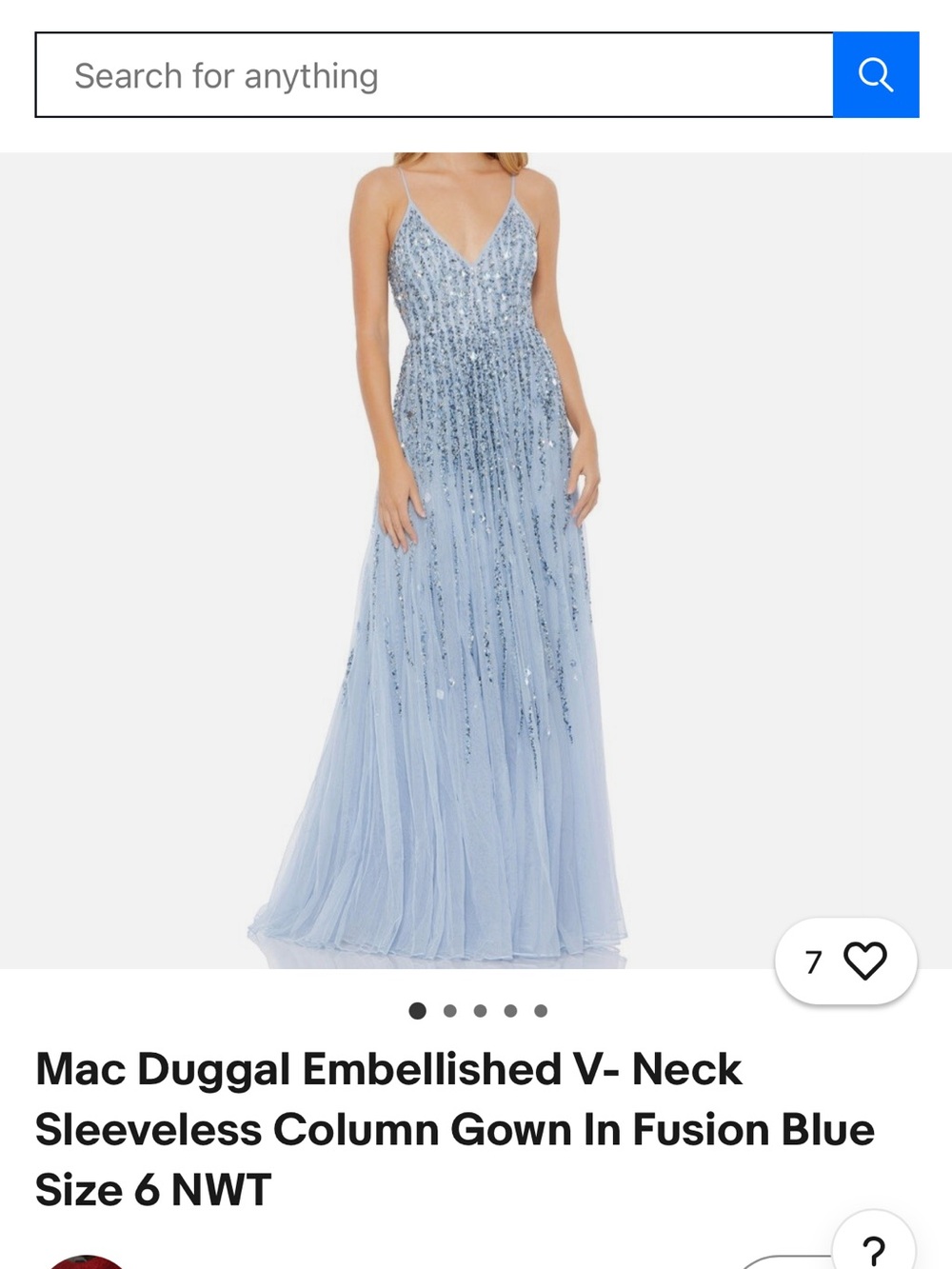 Mac Duggal Powder Blue Sequin Embellished Evening Gown